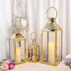 19.5"H Elegant Gold Stainless Steel Lantern