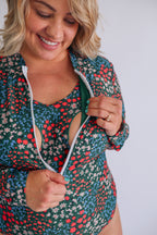 Long Sleeve One Piece Zip Up Breastfeeding Swimsuit 2026 | FINAL SALE