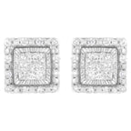 10K White Gold 1/2 cttw Invisible Set Princess-Cut Diamond Square Stud Earring (I-J Color, I1-I2 Clarity)