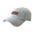 Vintage Light Denim MomVibes Leather Patch Hat