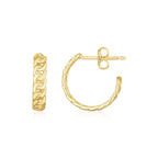 14K Yellow Gold Slender Curb Chain Hoop Earrings