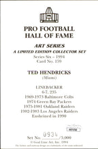 Ted Hendricks HOF Autographed/Inscribed Goal Line Art GLAC Postcard Raiders JSA