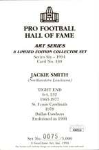 Jackie Smith HOF Autographed Goal Line Art GLAC Postcard St. Louis Cardinals JSA