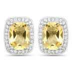 2.81 Carat Genuine Citrine and White Topaz .925 Sterling Silver Earrings