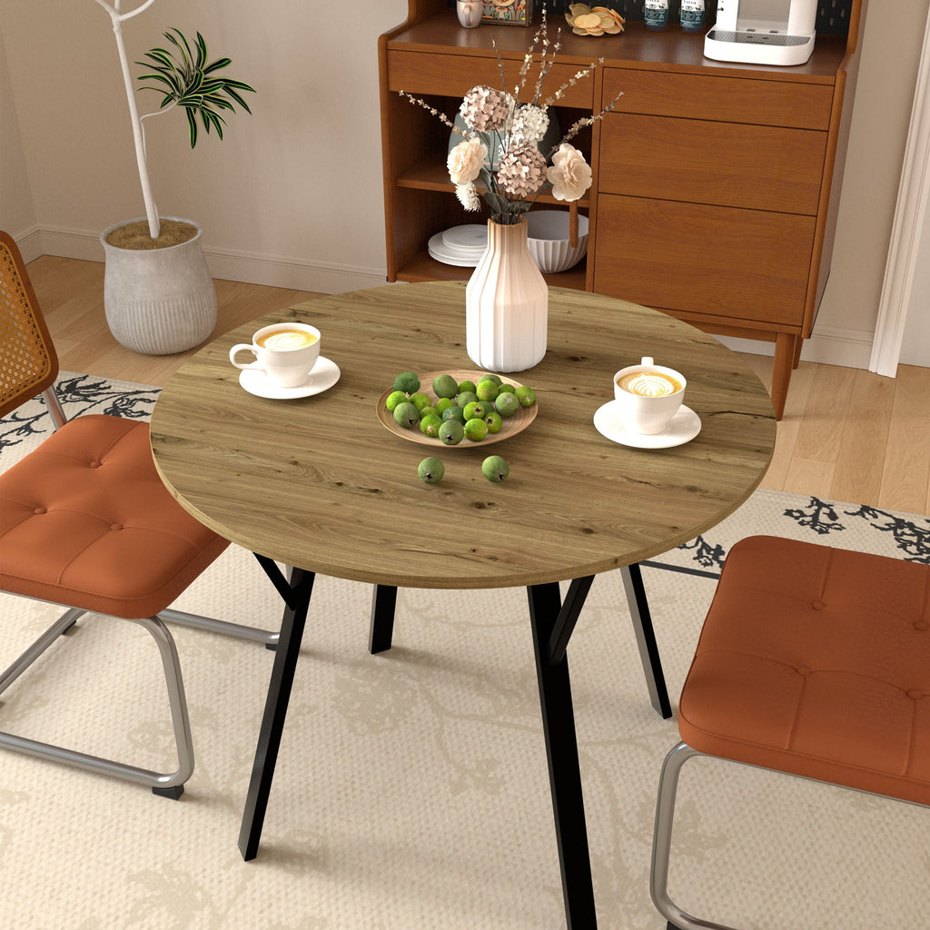 Round Dining Table - Rustic Brown