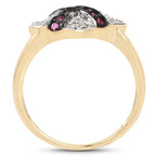 14K Yellow Gold Plated 0.57 Carat Genuine Ruby and White Cubic Zirconia .925 Sterling Silver Ring