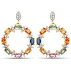4.12 Carat Genuine Multi Sapphire .925 Sterling Silver Earrings