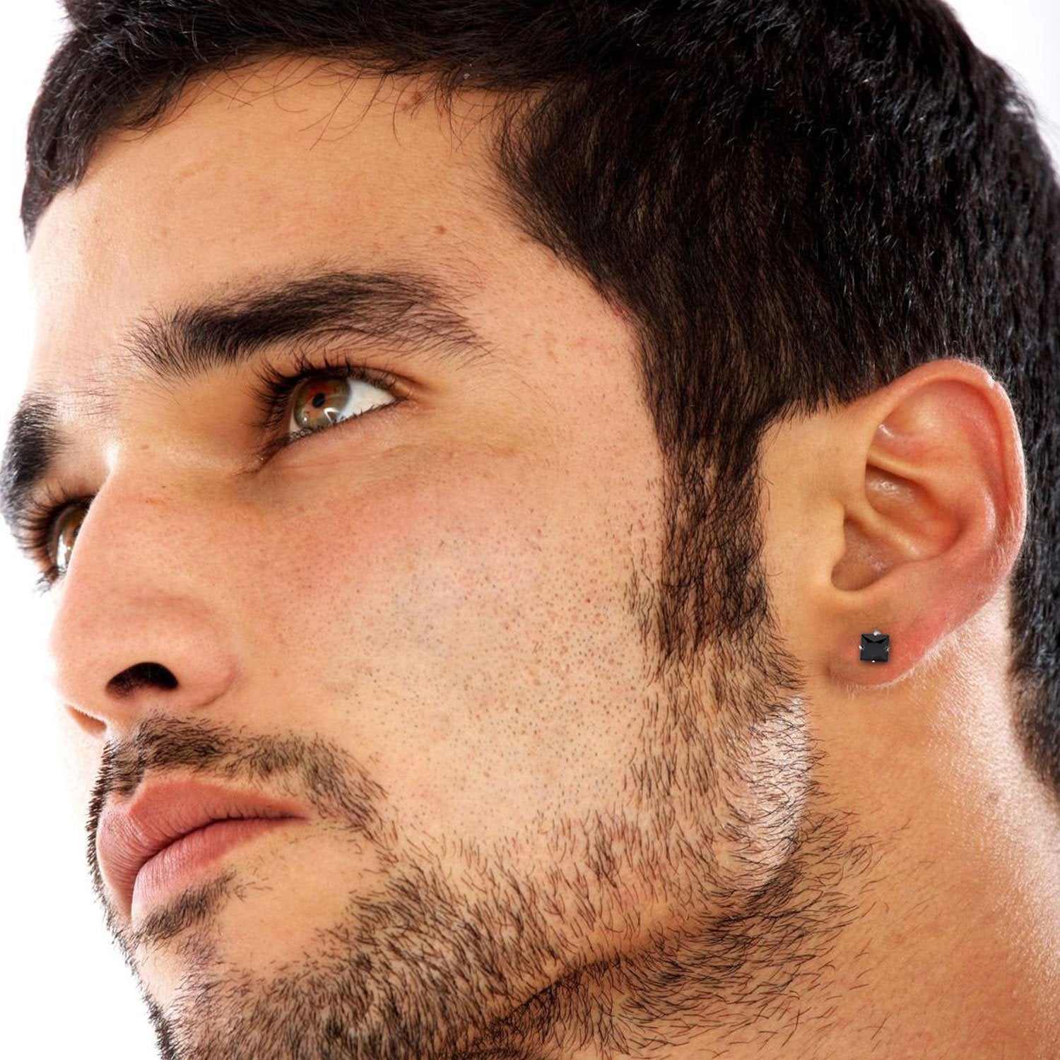 Cubic Zirconia Square Black Stud Earrings Set Of 4 Stainless Steel Jewelry Men Women
