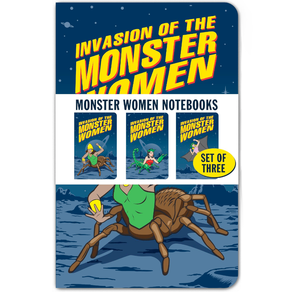 3PK Monster Women Notebook Journals Note Pad GIRL POWER! - Archie McPhee