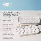 Silicone 1" Ice Sphere Mold in Marble