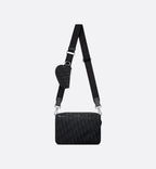 Dior Saddle Triple Pouch Beige and Black Dior Oblique Jacquard