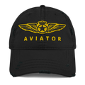 Aviator wings distressed dad hat — embroidered pilot cap, gift for pilots and aircrew