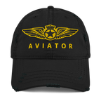 Aviator wings distressed dad hat — embroidered pilot cap, gift for pilots and aircrew
