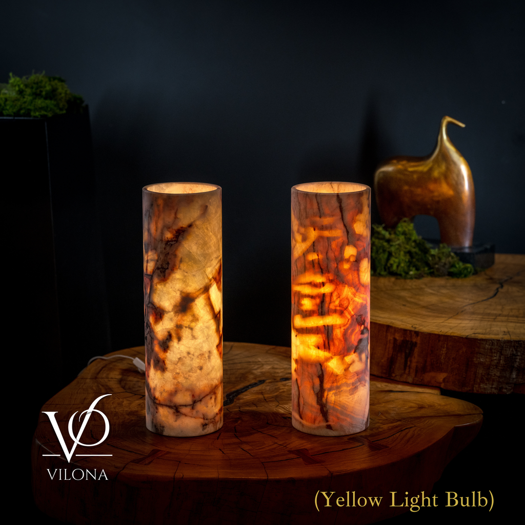 Divina Claire Onyx Table Lamp Pair #1