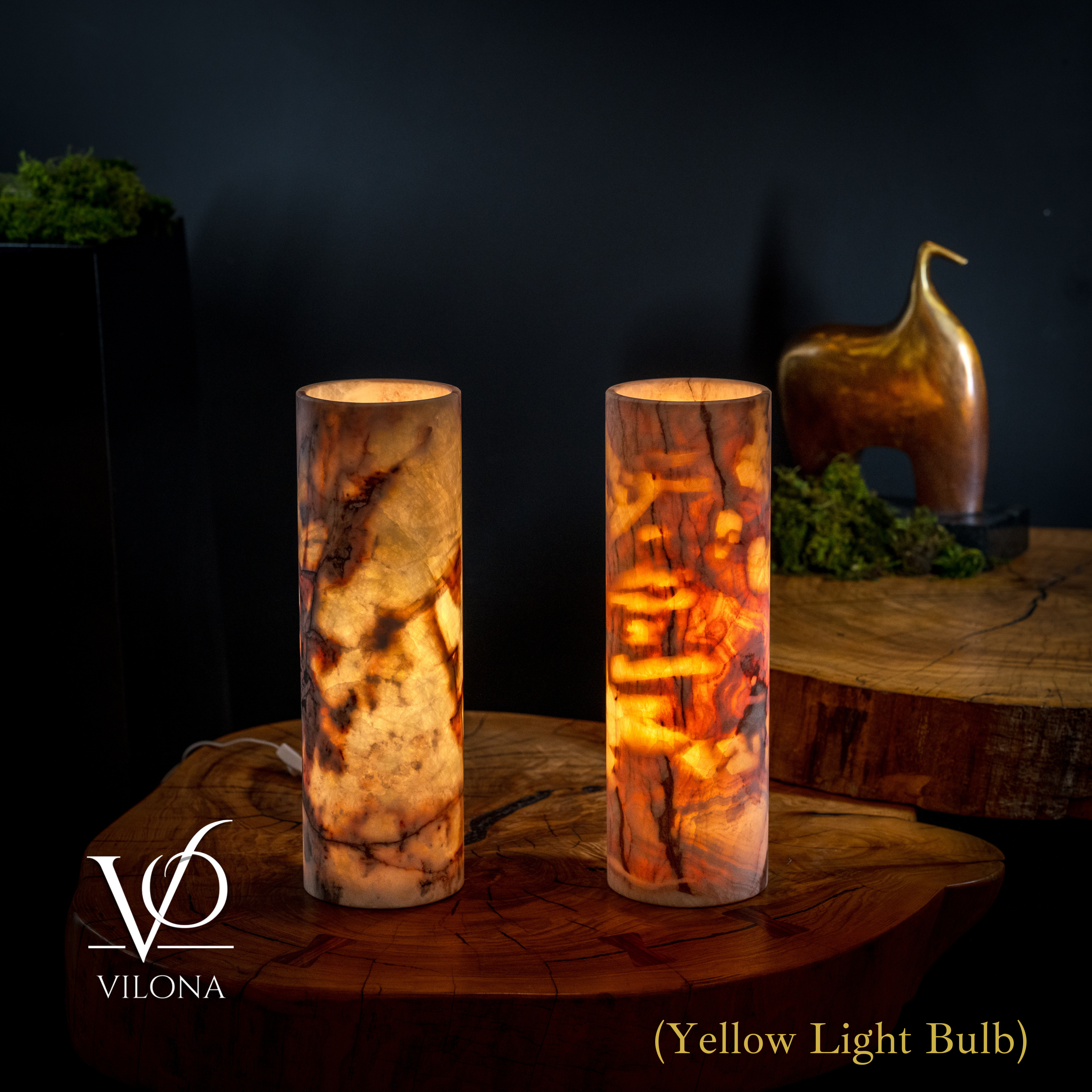 Divina Claire Onyx Table Lamp Pair #1