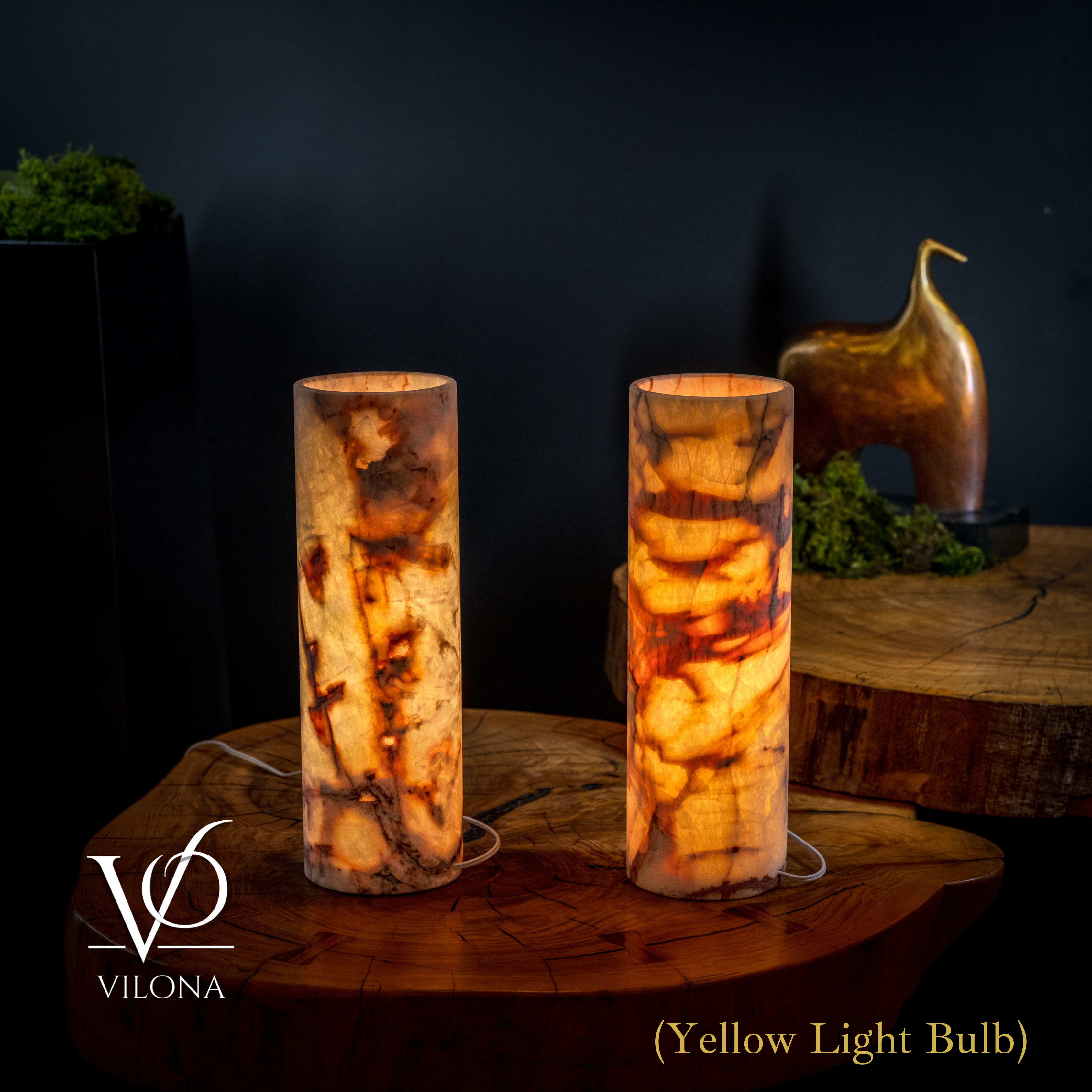 Divina Claire Onyx Table Lamp Pair #1