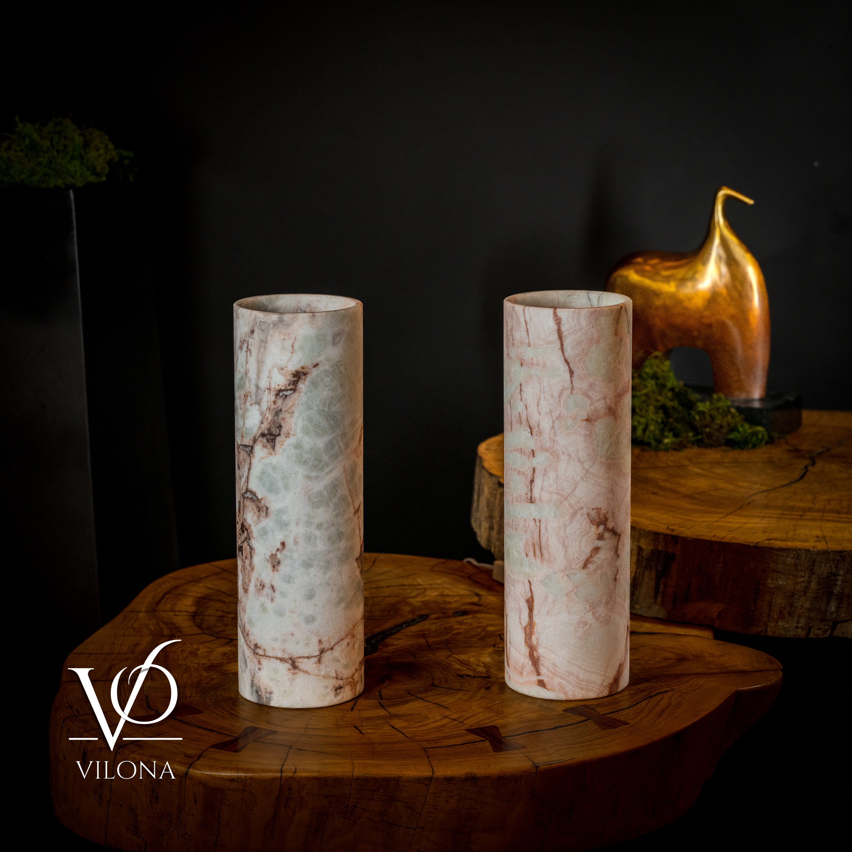 Divina Claire Onyx Table Lamp Pair #1