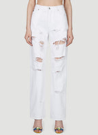 Dolce & Gabbana Women Logo Plaque Distressed Jeans