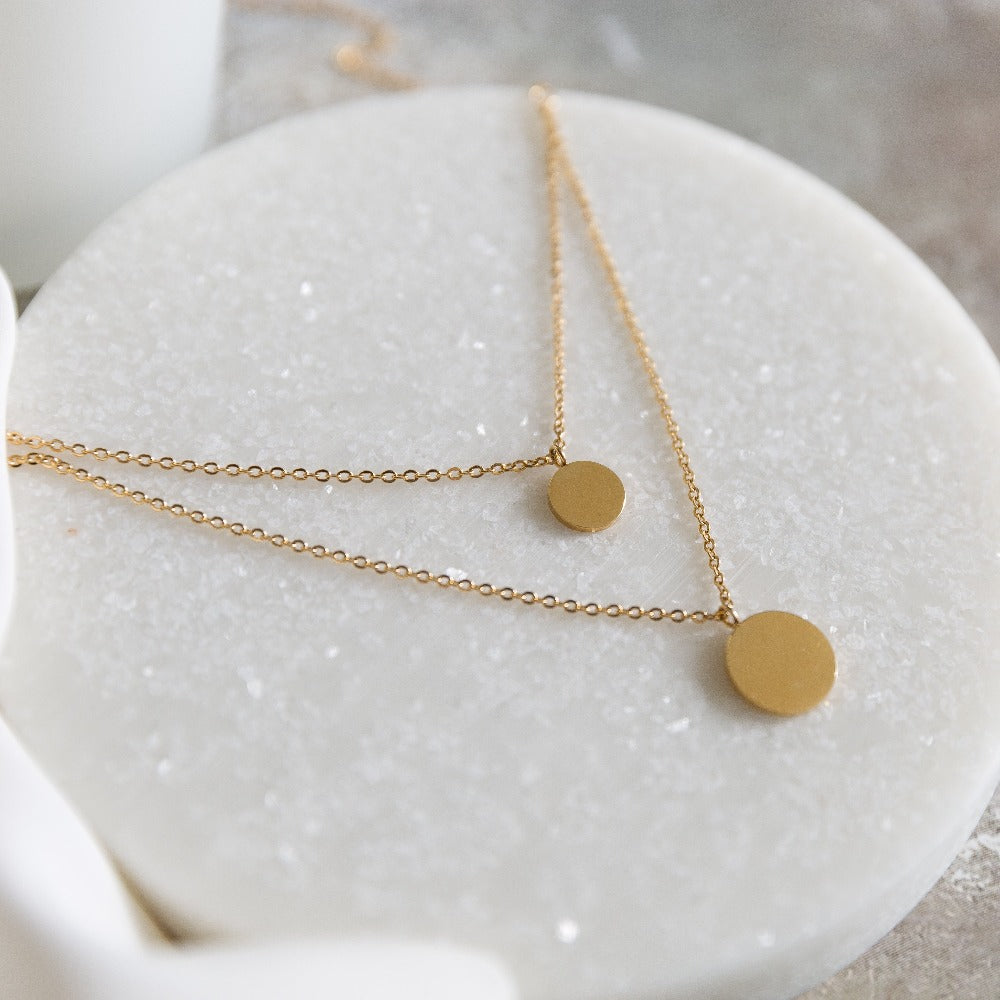 Arvo Layered Double Disc Necklace - Gold