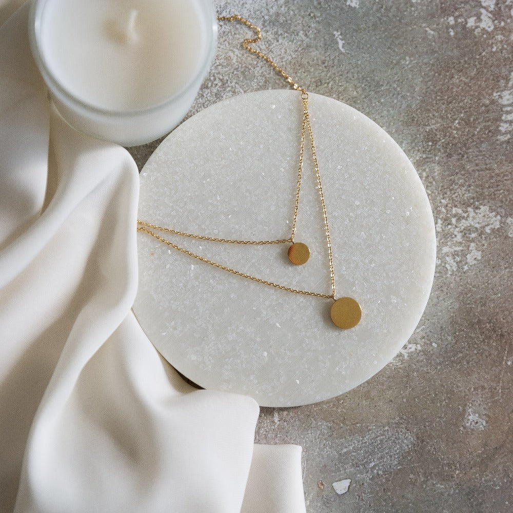 Arvo Layered Double Disc Necklace - Gold