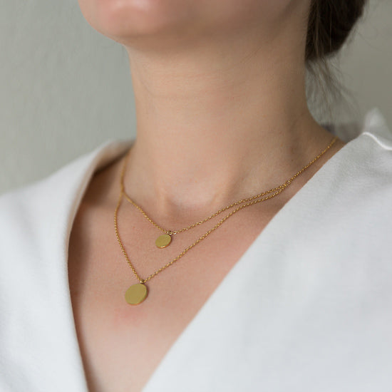 Arvo Layered Double Disc Necklace - Gold
