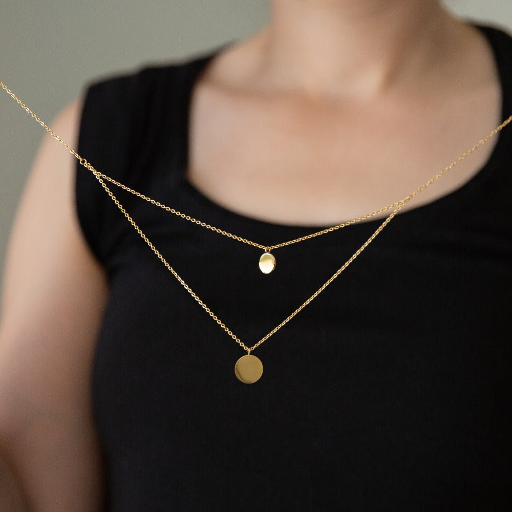 Arvo Layered Double Disc Necklace - Gold