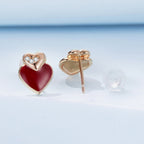 925 Sterling Silver Earrings with Enamel Finish and Pavé Setting in Rose Gold