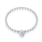 925 Sterling Silver White Gold Plated 17cm Bracelet with CZ Paved Setting for Women