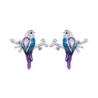 925 Sterling Silver Enamel Process Pavé Setting CZ Earrings