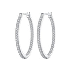 925 Sterling Silver Earrings with Pave Setting CZ in White Gold for Women