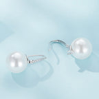 925 Sterling Silver Earrings with Quality Shell Pearl and CZ, 21*11mm, for Women