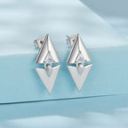 925 Sterling Silver Earrings with White Gold Plating and CZ
