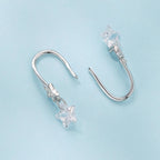 925 Sterling Silver Earrings with Pavé Setting CZ, White Gold Plating, 2.1*0.6cm, for Women