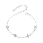925 Sterling Silver White Gold Plated Adjustable CZ Bracelet for Women