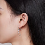 925 Sterling Silver Earrings with Pavé Setting CZ, 34*6mm for Women