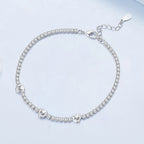 925 Sterling Silver & Pavé Setting CZ Bracelet with White Gold Plating for Women