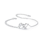 925 Sterling Silver Bracelet with Pave Setting CZ and White Gold Plating