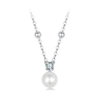 925 Sterling Silver Moissanite and Freshwater Pearl Necklace 40+5cm for Women