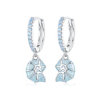 925 Sterling Silver Earrings with Nano Opal Stone and Enamel - 22x8mm