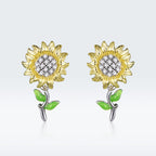925 Sterling Silver Plated Gold Earrings with Enamel Process