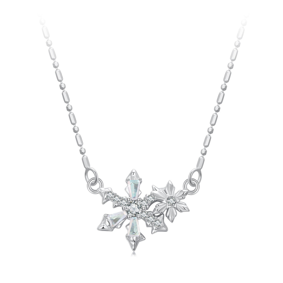925 Sterling Silver  Necklace with CZ and Glass Pendant for Women