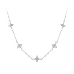 925 Sterling Silver Pave Setting CZ Necklace with White Gold Plating 400mm for Women