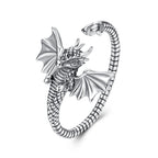 925 Sterling Silver Oxidized Dragon Ring