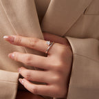 925 Sterling Silver White Gold Plated Pavé CZ Star Ring for Women