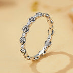 925 Sterling Silver Ring with Pavé Setting CZ - Size 6.0 - Oxidized Silver