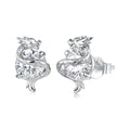 925 Sterling Silver White Gold Plated CZ Pavé Set 1.2 x 0.7 cm Earrings for Women