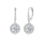 925 Sterling Silver Moissanite 1ct Earrings 26x11mm Pavé White Gold for Women