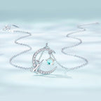 925 Sterling Silver Adjustable Moonstone Necklace with CZ Accents for Women