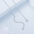 925 Sterling Silver Pave Setting CZ Necklace with White Gold Plating 400mm for Women