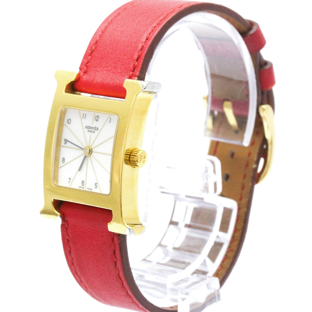 Hermès H Watch Gold Plated Leather Quartz Ladies Watch — HH1201-B